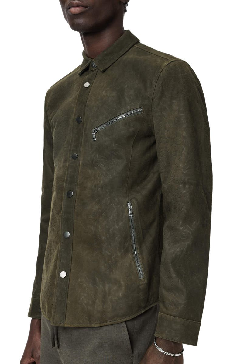 John Varvatos Kadd Suede Shirt Jacket, Alternate, color, Eucalyptus