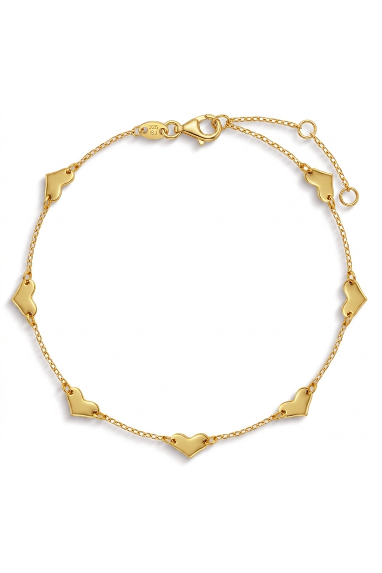Heart Chain Women's Bracelet, Main, color, Gold
