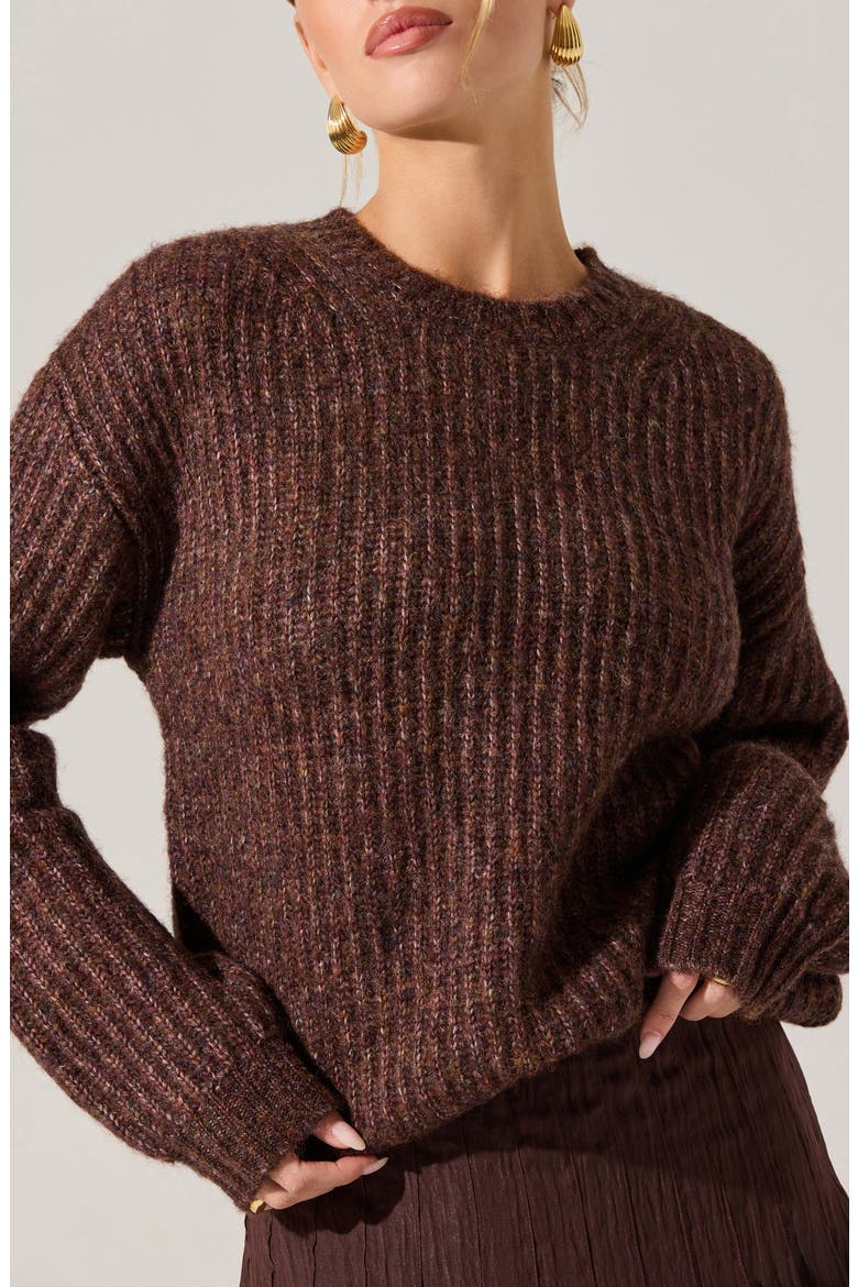 Archer Crewneck Sweater, Alternate, color, BROWN MULTI