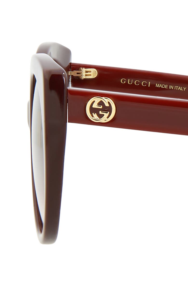 Gucci 55mm Best Round Sunglasses, Alternate, color, Burgundy Red