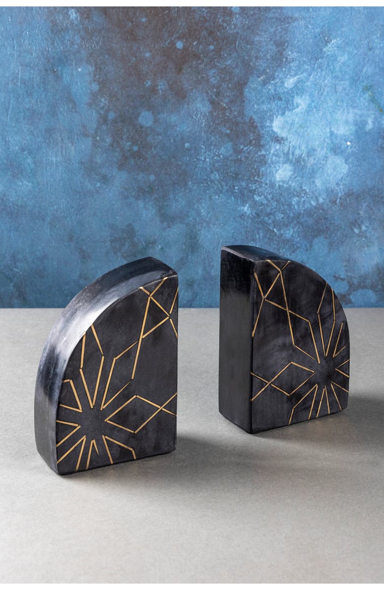 GAURI KOHLI Enchant Marble Bookends, Main, color, Black