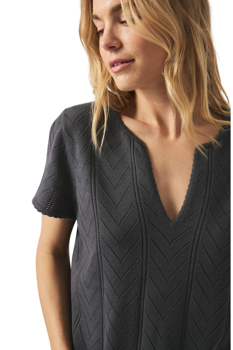 Sabrina Pointelle Short Sleeve Sweater, Alternate, color, LEAD