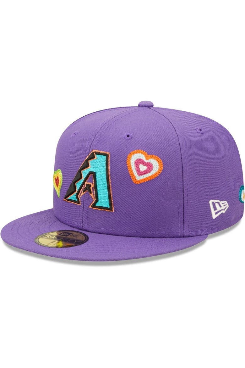 Men's New Era Purple Arizona Diamondbacks Chain Stitch Heart 59FIFTY Fitted Hat, Main, color, Purple