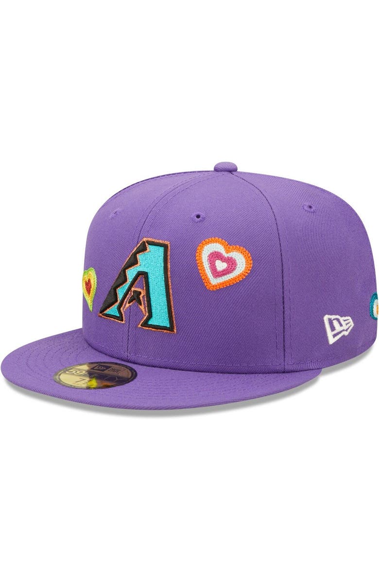 New Era Men's New Era Purple Arizona Diamondbacks Chain Stitch Heart 59FIFTY Fitted Hat, Main, color, 