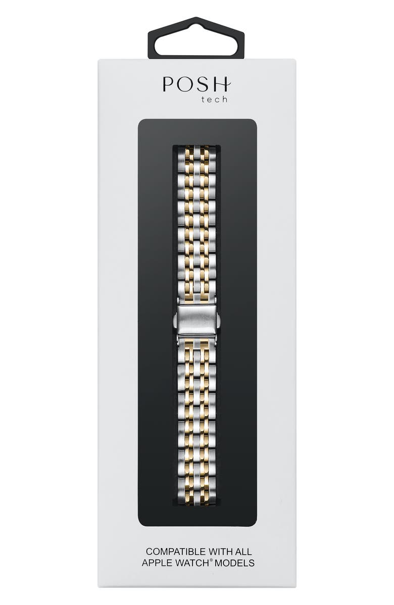 The Posh Tech Rainey Skinny Stainless Steel Apple Watch<sup>®</sup> Watchband, Alternate, color, Silver/Gold