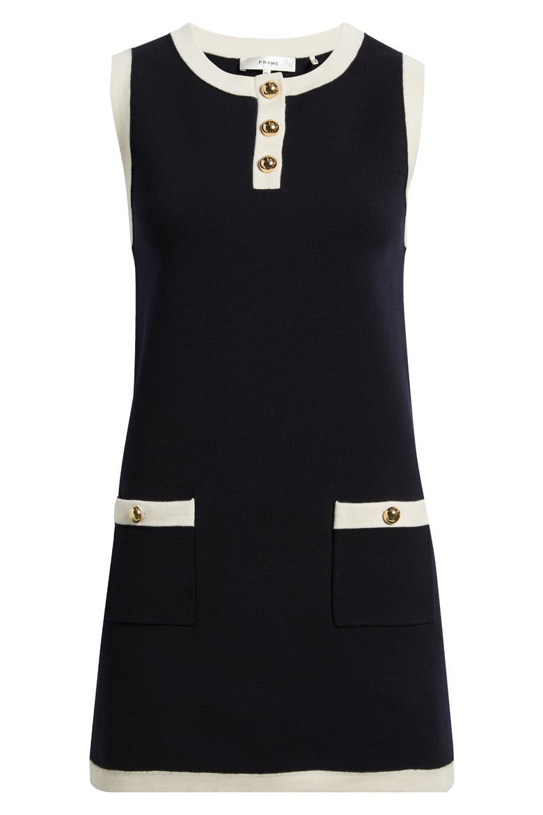 The Mixed Denim Trim Knit Minidress, Alternate, color, INDIGO