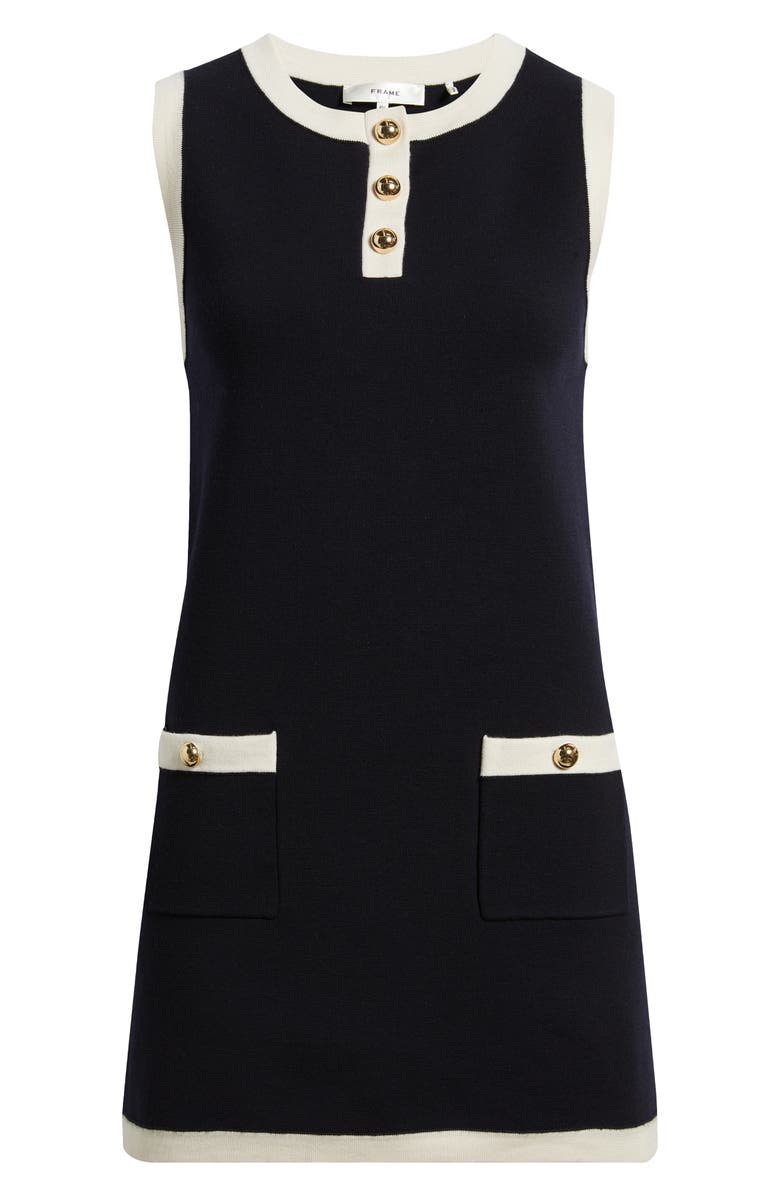 FRAME The Mixed Denim Trim Knit Minidress, Alternate, color, Indigo