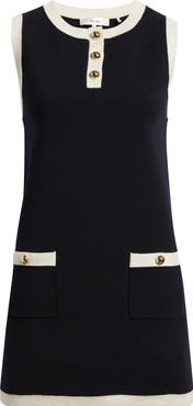 FRAME The Mixed Denim Trim Knit Minidress