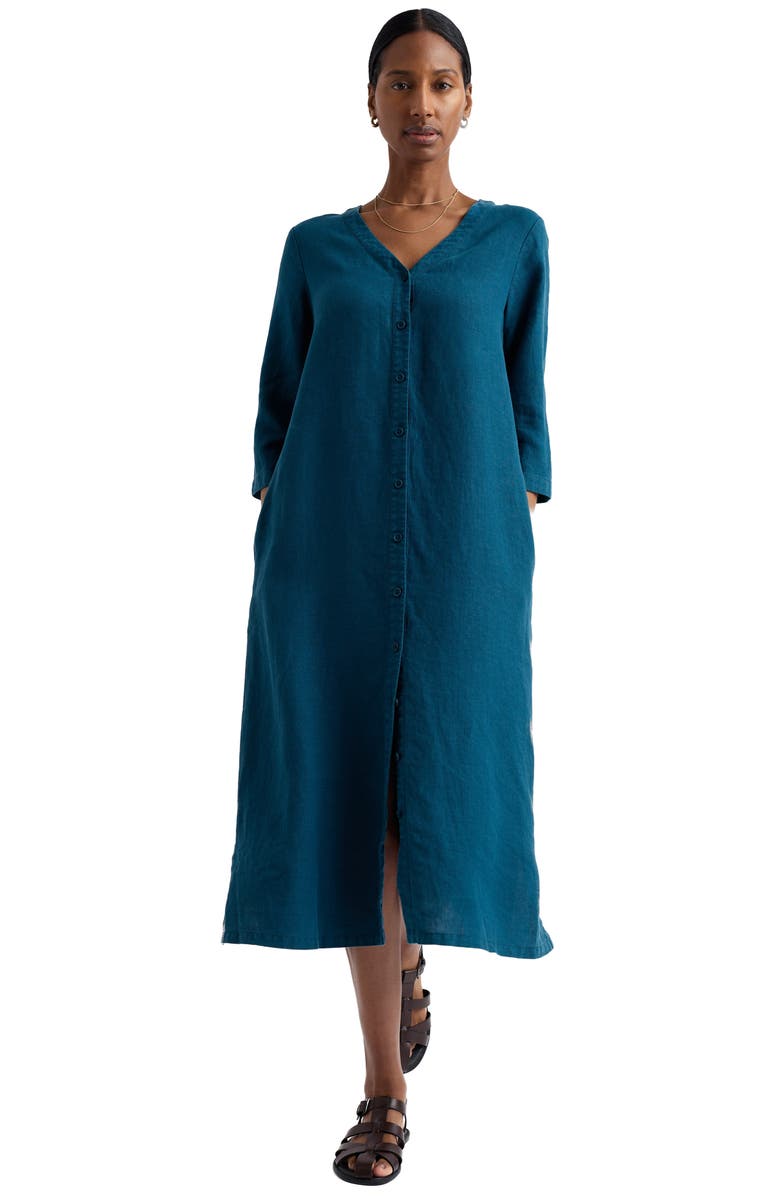 Seasalt Cornwall Word Posey Linen Button-Up Dress, Alternate, color,
