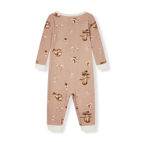 Milkbarn Organic Cotton Zipper Pajama In Brown