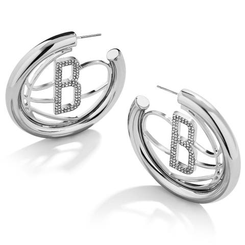 Brooklyn Nets Logo Large Hoop Earrings