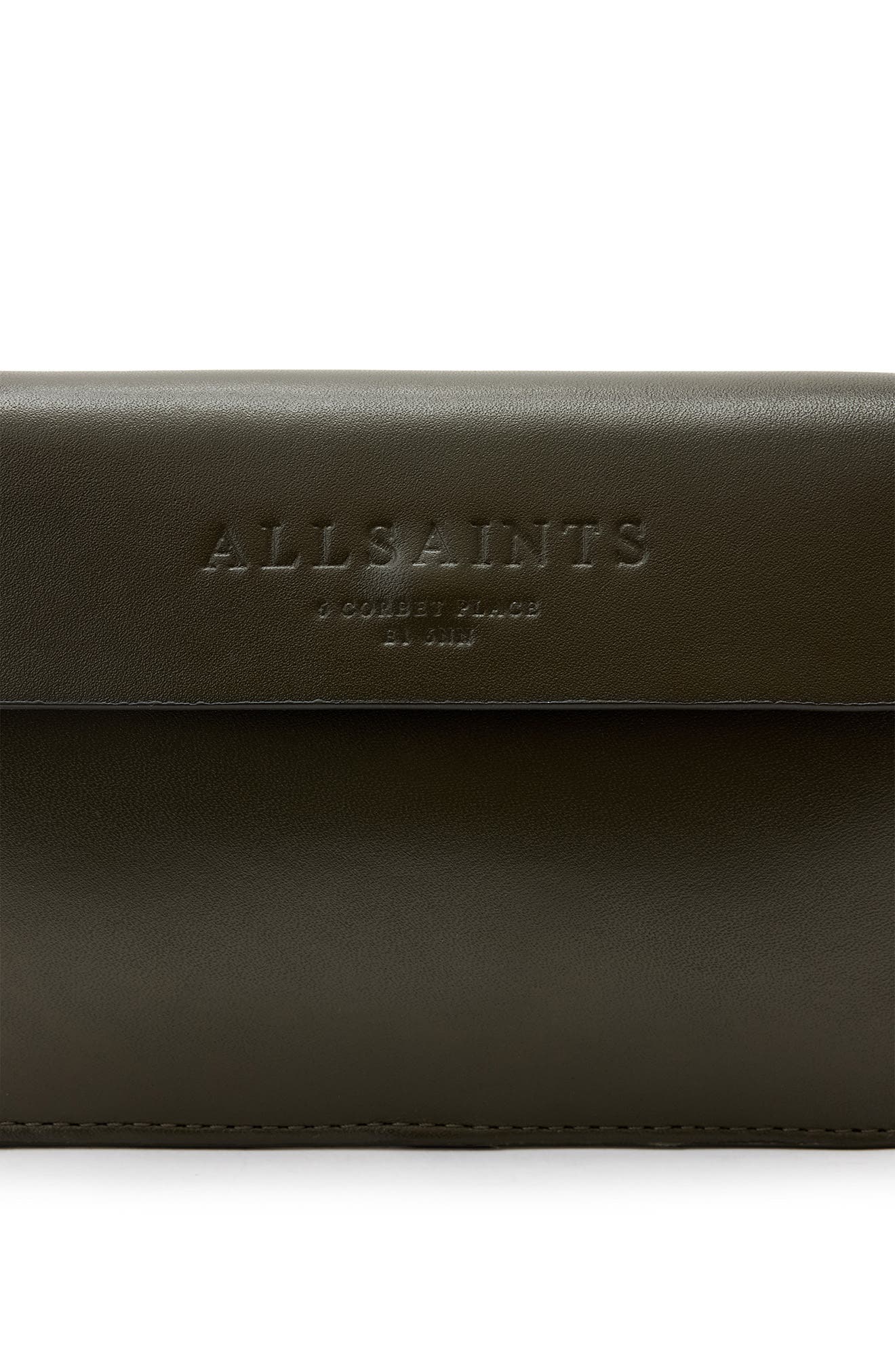 AllSaints Zoe Leather Crossbody Bag, Alternate, color, Military Green