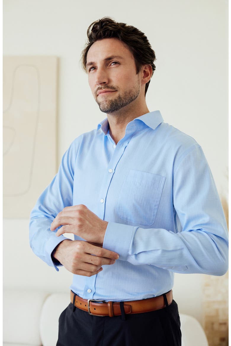 Trim Fit Royal Oxford Solid Dress Shirt, Alternate, color, BLUE- WHITE ROYAL OXFORD
