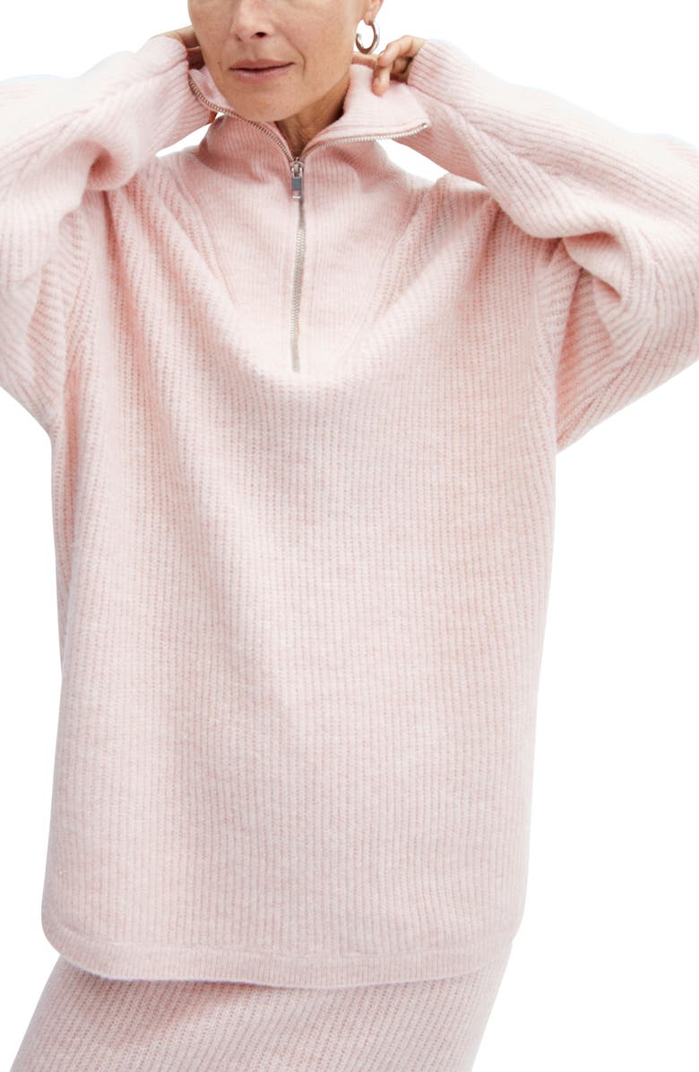 MANGO Oversize Quarter Zip Sweater, Main, color,