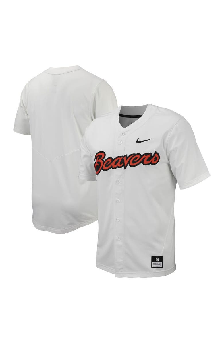 Nike Men's Nike White Oregon State Beavers Replica Full-Button Baseball Jersey, Main, color, 