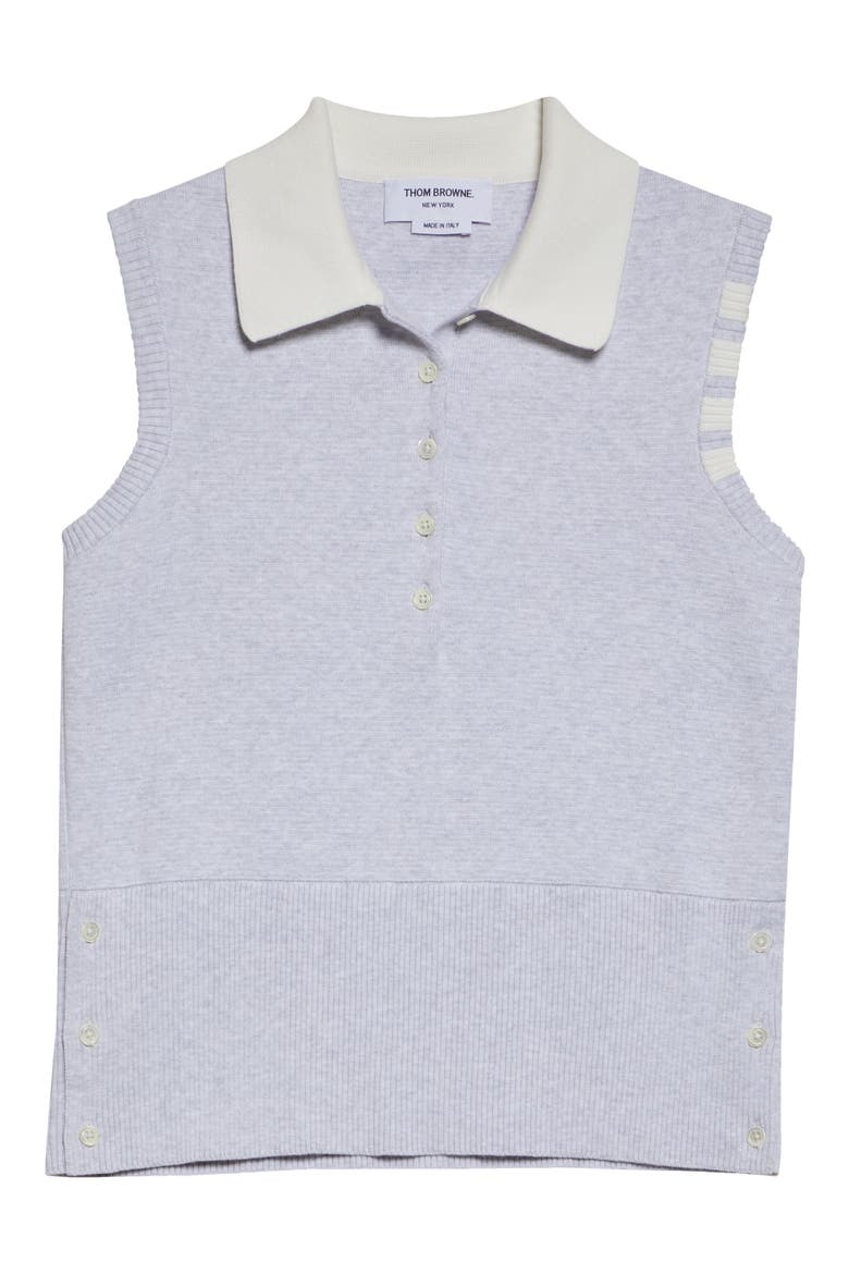 4-Bar Sleeveless Milano Knit Cotton Polo, Alternate, color, PALE GREY