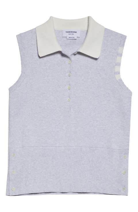 4-Bar Sleeveless Milano Knit Cotton Polo