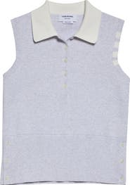 Thom Browne 4-Bar Sleeveless Milano Knit Cotton Polo