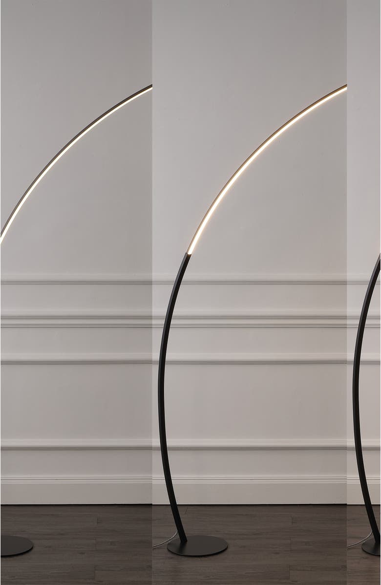 JONATHAN Y Enzo 68" Contemporary Minimalist Metal Arc Dimmable Integrated LED Floor Lamp, Black, Alternate, color, Black
