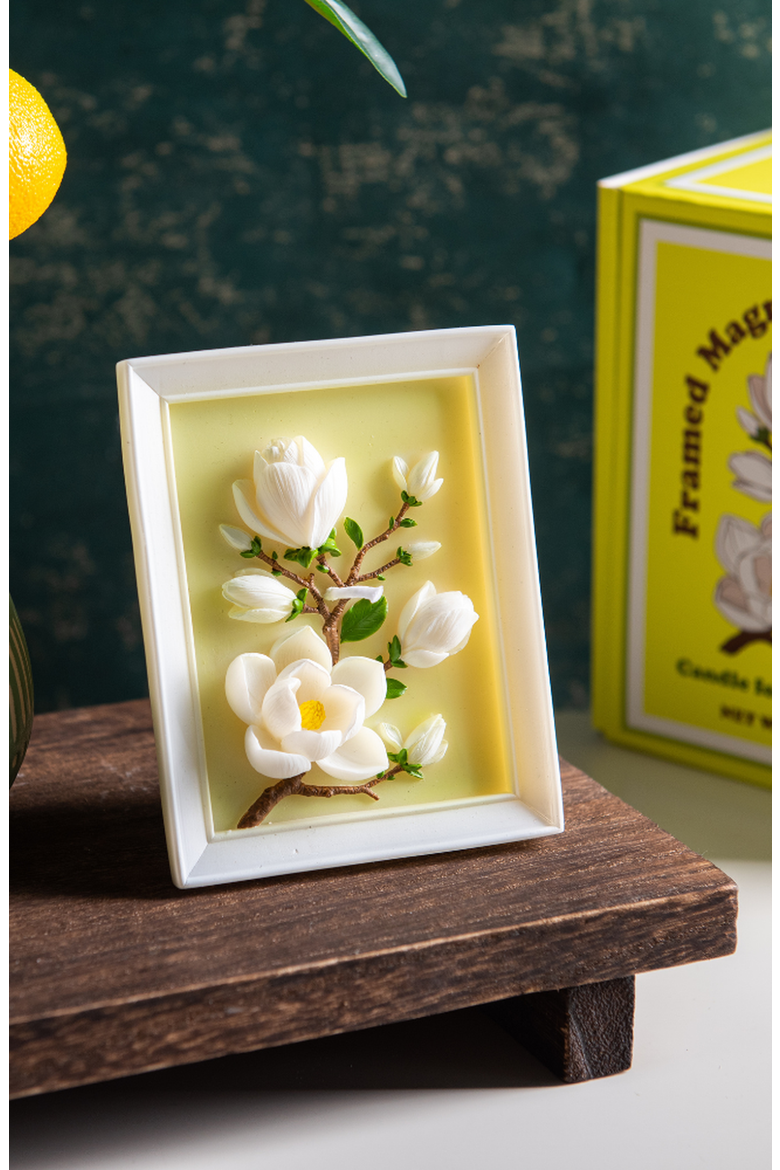 Framed Magnolia Bloom Candle, Alternate, color, Magnolia Bloom