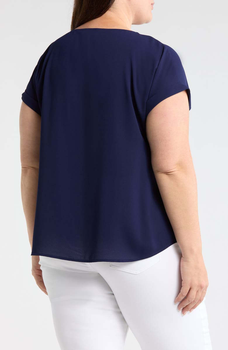 Jones New York Button Detail Top, Alternate, color, Pacific Navy