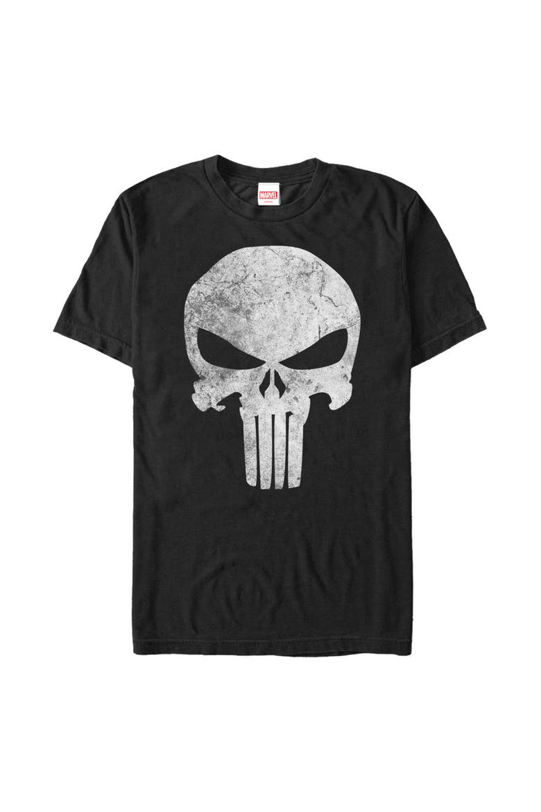 Men's Marvel Punisher Distressed Skull Logo  Graphic T-Shirt, Main, color, Black
