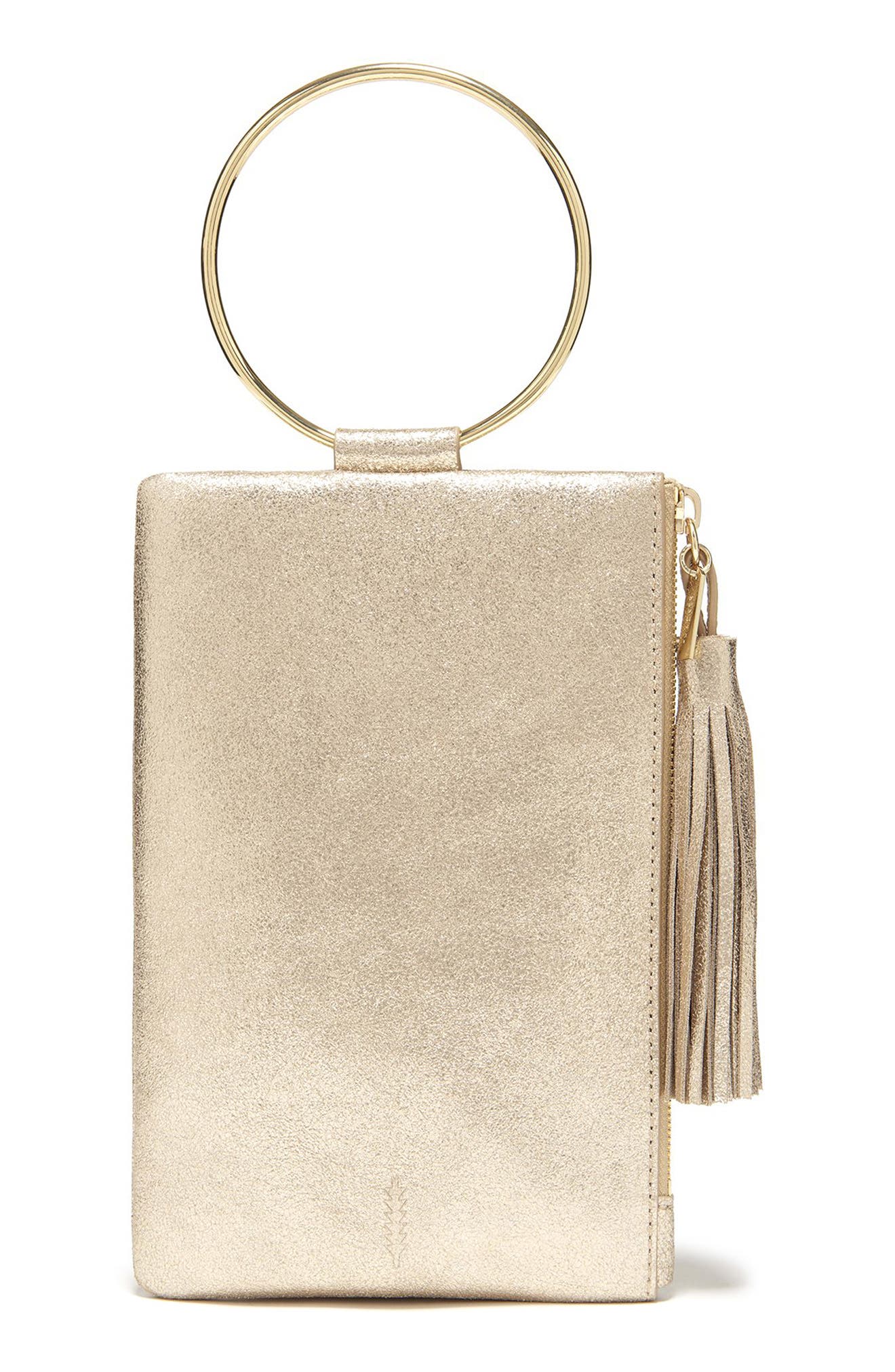 Nolita Ring Handle Leather Clutch, Main, color, VINTAGE GOLD