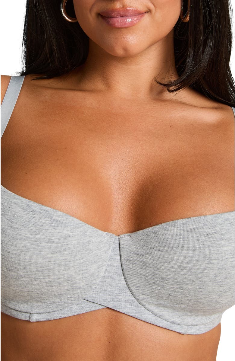 Hunkemöller Cotton Padded Underwired Bra, Alternate, color, Grey