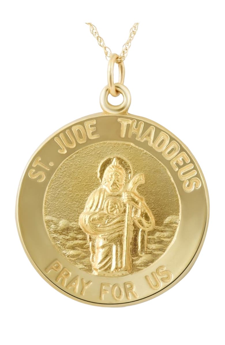 Bliss Diamond 14k Gold St. Jude Thaddeus Medal Pendant 1" Tall 3.5 Grams, Main, color, 