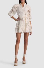 Alice + Olivia Lucy Embroidered Long Sleeve Minidress