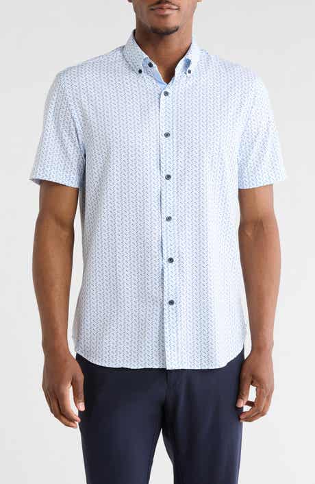 CONSTRUCT Slim Fit Geometric Print Short Sleeve Button-Down Shirt