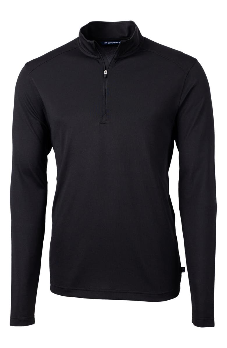 Cutter & Buck Virtue Piqué Recycled Blend Quarter Zip Pullover, Main, color, Black