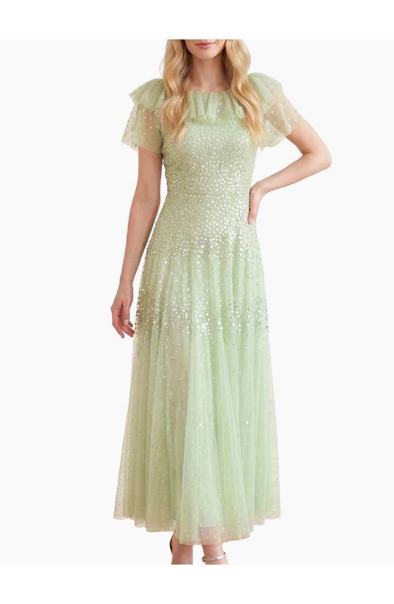 Needle & Thread Sunrise Sequin Short Sleeve Ankle Gown, Main, color, Peppermint