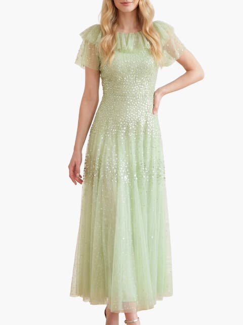 Sunrise Sequin Short Sleeve Ankle Gown