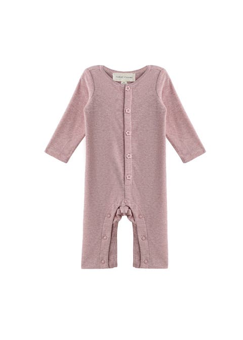 Margret Long Sleeve Solid Flower Button Straight Leg Romper