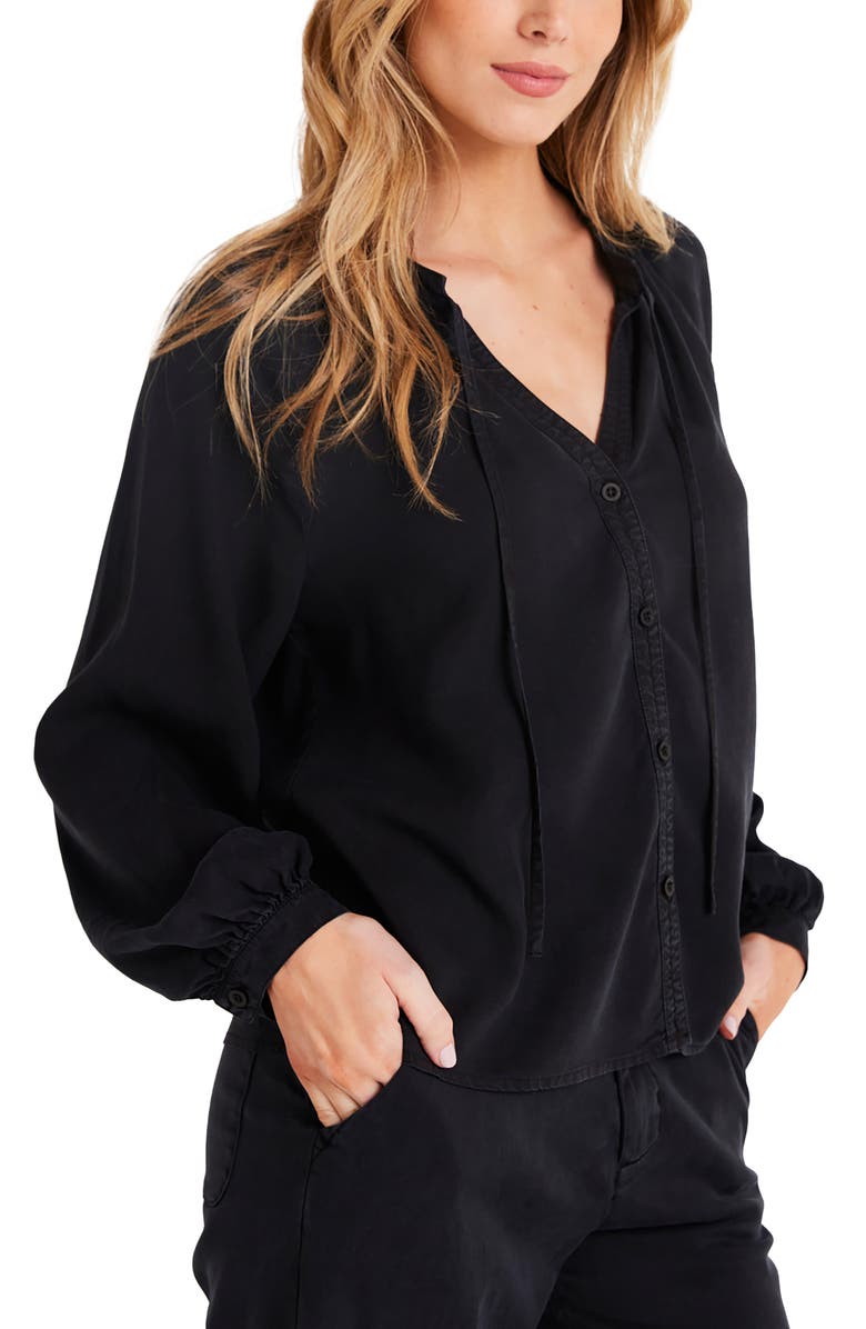 Bella Dahl Raglan Sleeve Button-Up Top, Alternate, color, Vintage Black