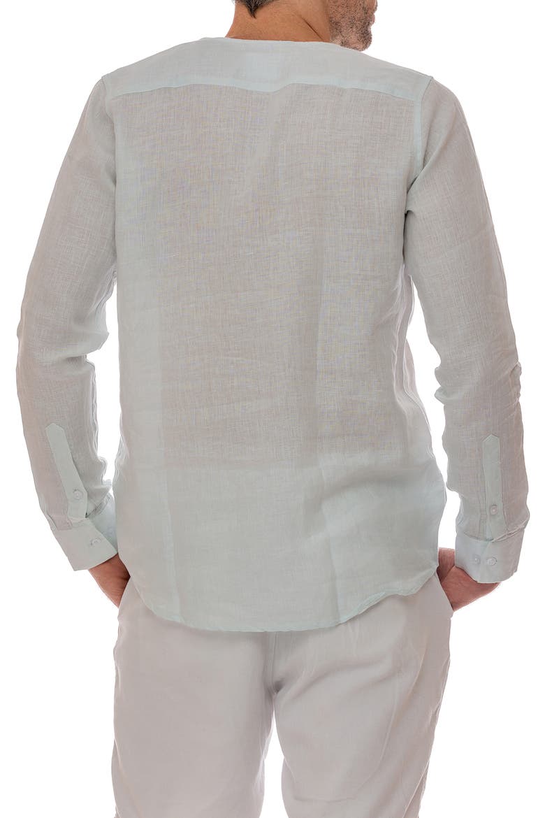 V-Neck Linen Shirt, Alternate, color, BABY BLUE