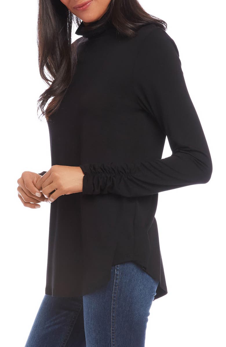 Karen Kane Shirred Sleeve Turtleneck Top, Alternate, color, 