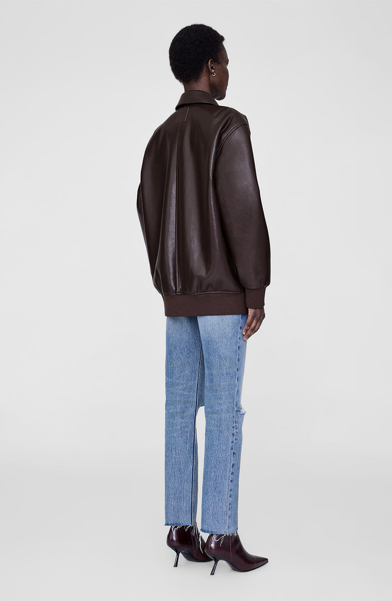 ANINE BING Kelanie Recycled Leather Jacket, Alternate, color, Deep Brown