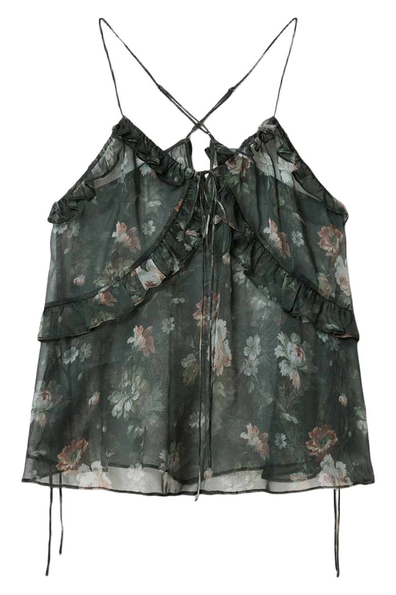Nyx Tiered Silk Top, Alternate, color, JARDINIA DEEP GREEN