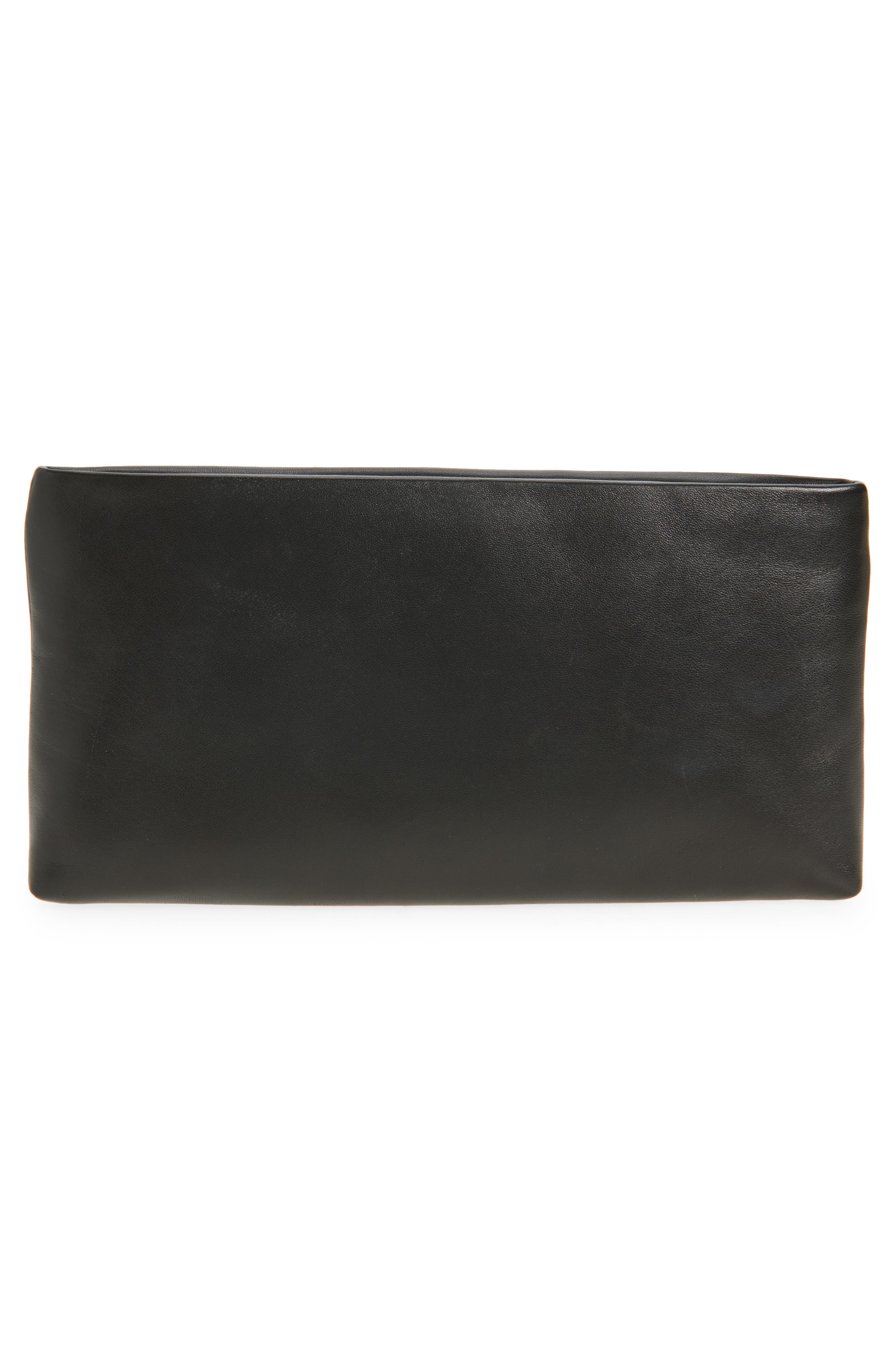 Saint Laurent Calypso Long Leather Pouch Clutch, Alternate, color, Noir