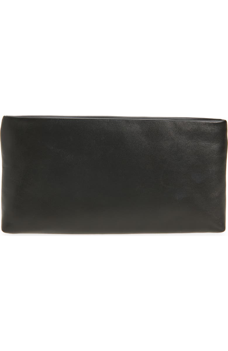 Saint Laurent Calypso Long Leather Pouch Clutch, Alternate, color, Noir