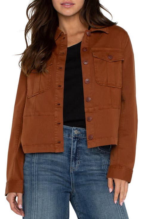 Peplum Twill Trucker Jacket