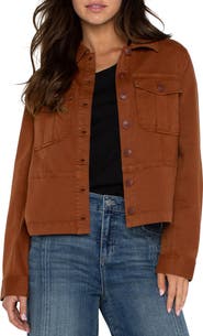 Liverpool Los Angeles Peplum Twill Trucker Jacket
