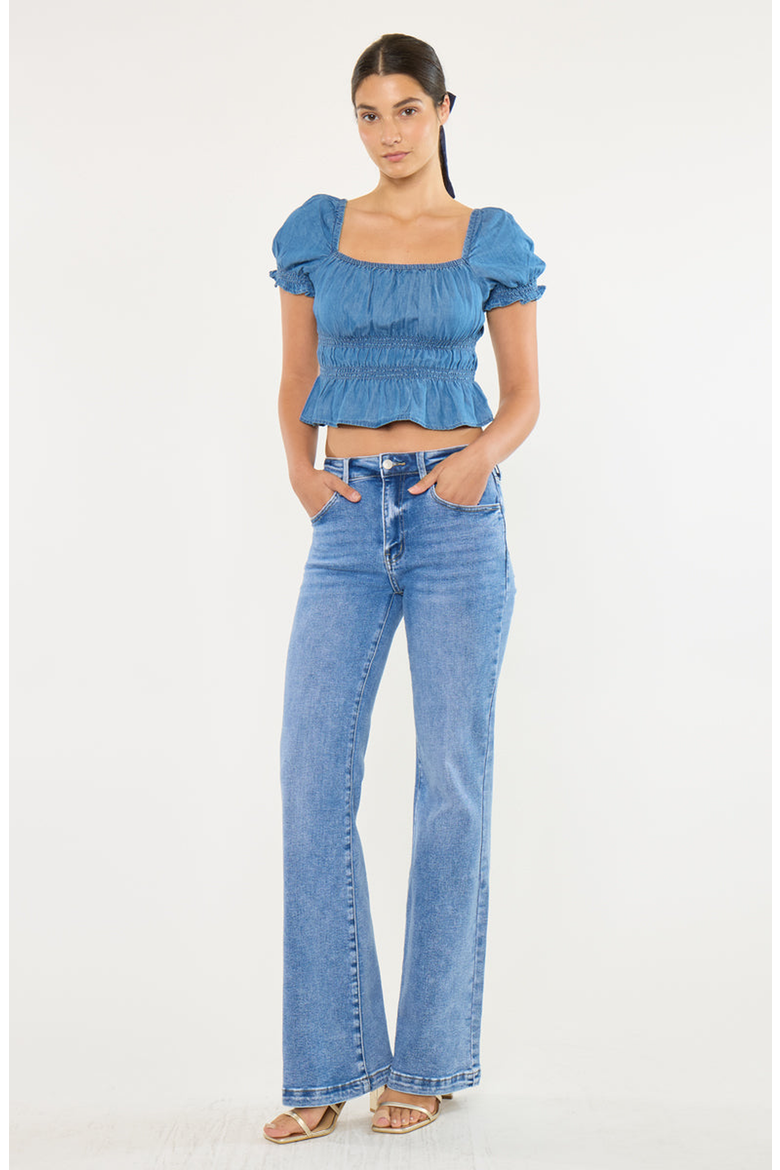 Avonlea Essentials High Rise Wide Leg Flare Jeans, Alternate, color, Medium Wash