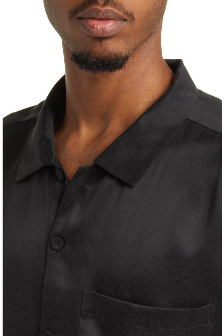 Washable Silk Button-Up Short Pajamas, Alternate, color, IMMERSED BLACK