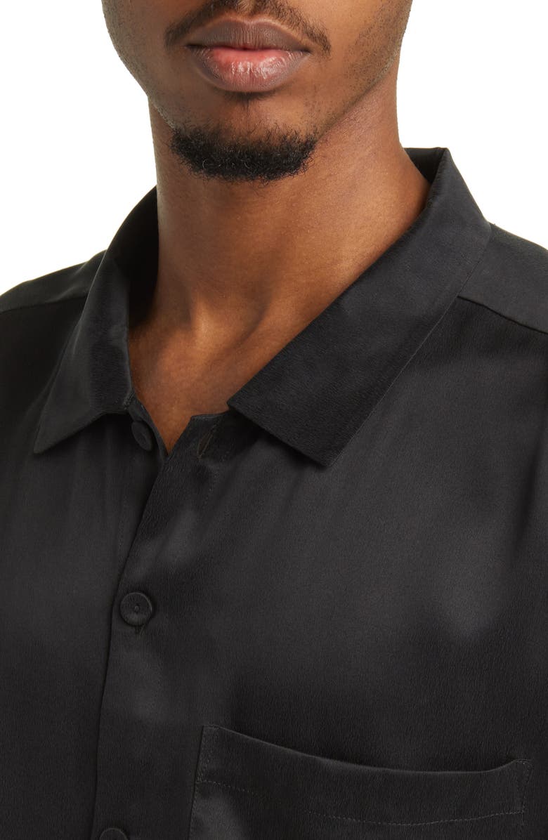 Lunya Washable Silk Button-Up Short Pajamas, Alternate, color, Immersed Black