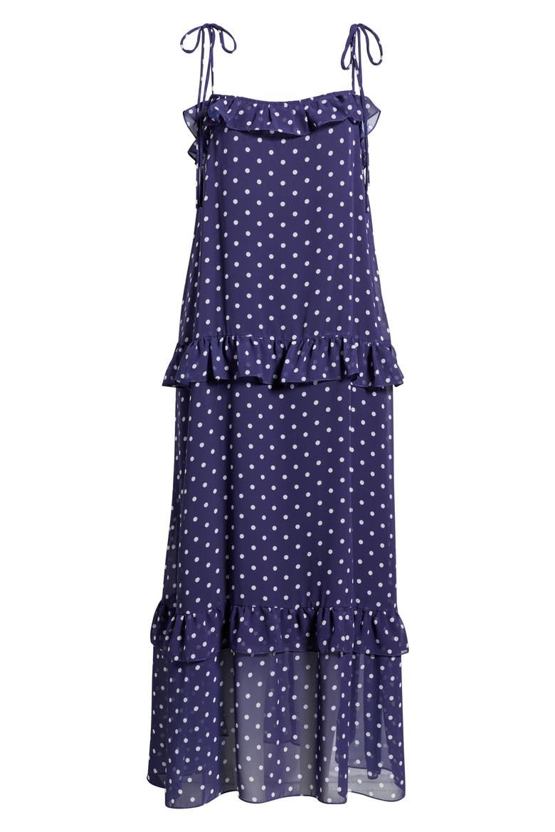 Polka Dot Tiered Maxi Dress, Alternate, color, NAVY IVORY
