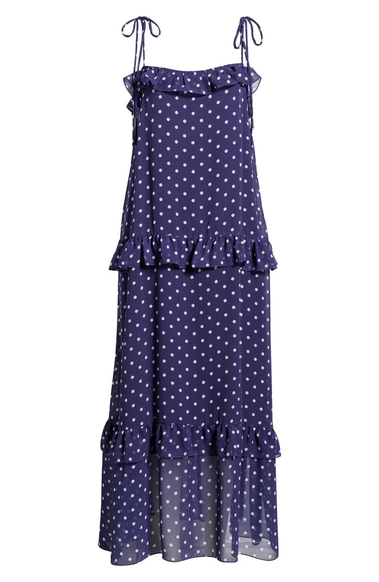 Julia Jordan Polka Dot Tiered Maxi Dress, Alternate, color, Navy Ivory