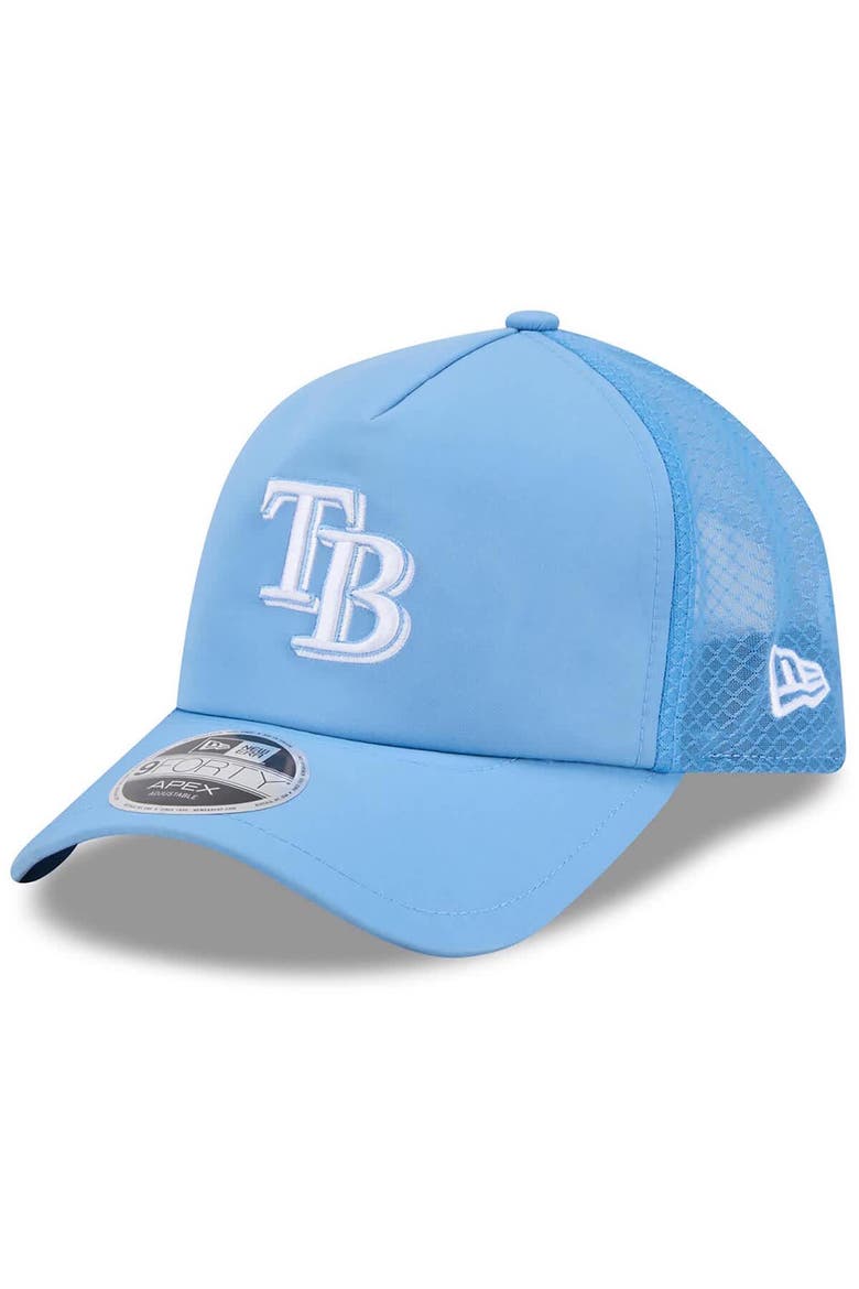 Men's New Era Light Blue Tampa Bay Rays 2026 Batting Practice Apex 9FORTY Adjustable Trucker Hat, Main, color, Light Blue